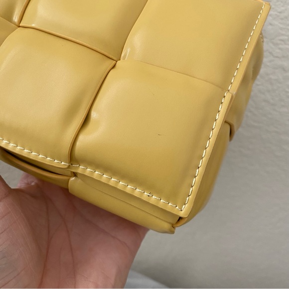 Puffy Patent Leather Yellow Intrecciato Cassette Bag Weave Crossbody B6 - Picture 12 of 12